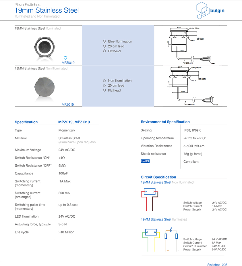 MPZI019不銹鋼Piezo開關(guān)規(guī)格尺寸 MPZI019不銹鋼Piezo開關(guān)規(guī)格尺寸