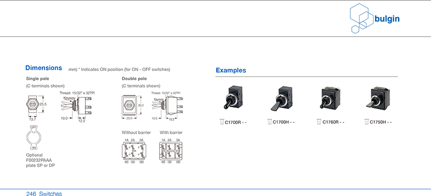 搖桿開關(guān)1750系列選型 搖桿開關(guān)1750系列選型
