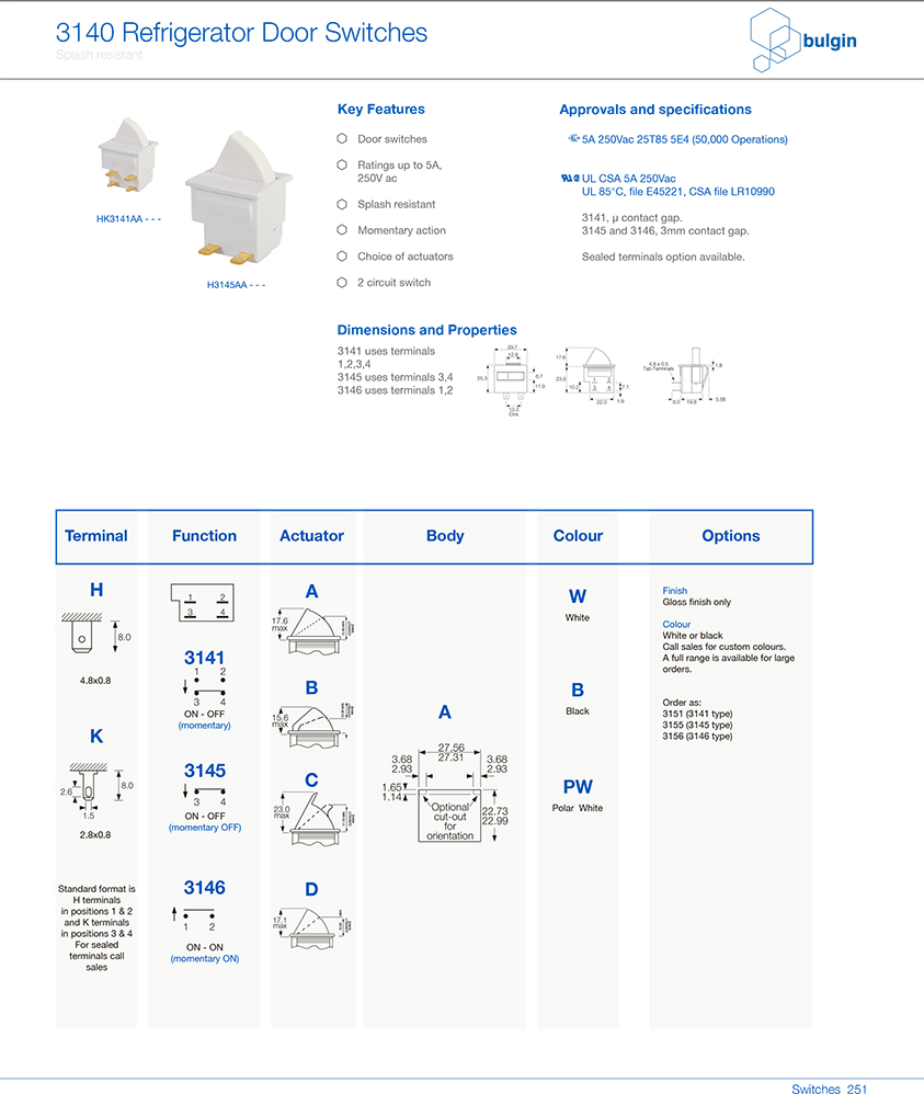 冰箱門開關(guān)3100系列參數(shù) 冰箱門開關(guān)3100系列參數(shù)