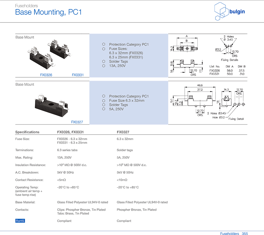 FX0326底座安裝保險絲座型號 FX0326底座安裝保險絲座型號